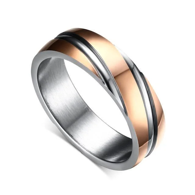 Classy Men Rose Gold Stainless Steel Ring