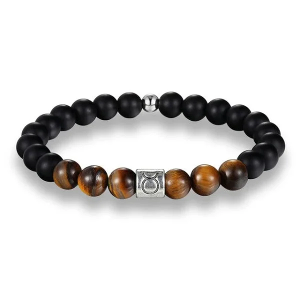 Classy Men Taurus Brown Beaded Zodiac Bracelet