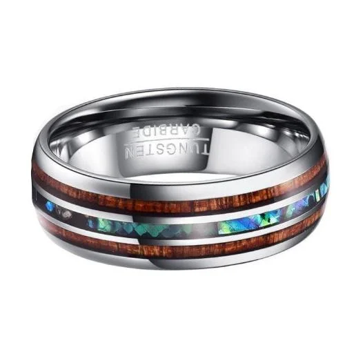 Classy Men Tungsten Koa Wood Ring