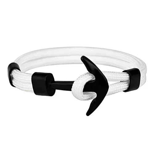 Classy Men White Black Anchor Bracelet