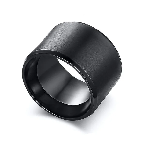 Classy Men Wide Black Band Ring