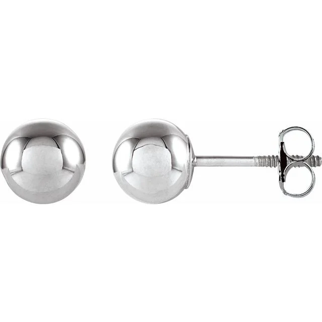 14k White Gold Ball Earrings - 3mm, 4mm, 6mm, 8mm