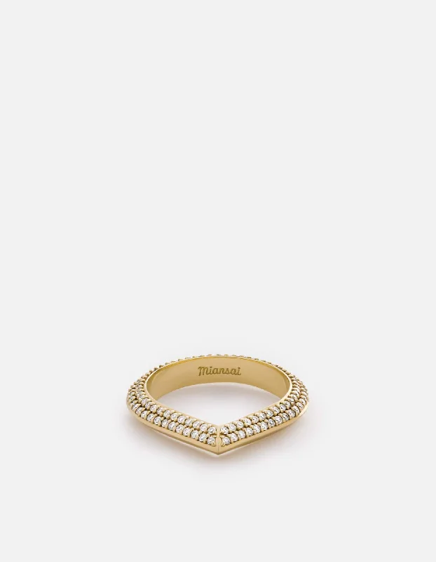 Angular Ring, 14k Gold Pavé