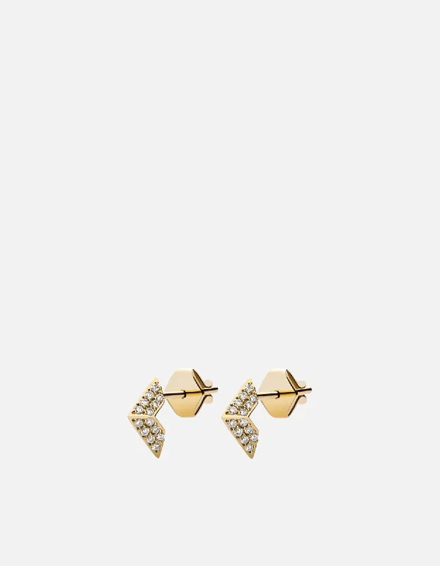 Angular Studs, 14k Gold Pavé