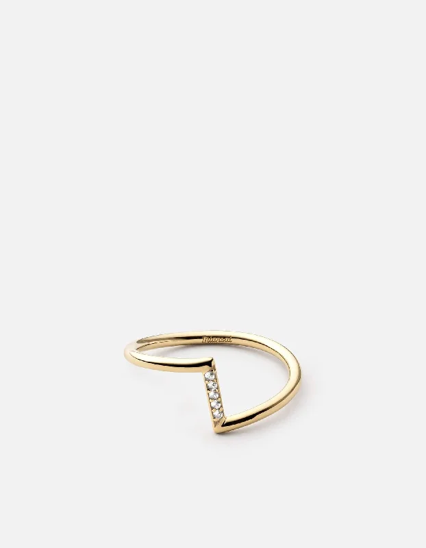 Arch Ring, 14k Gold Pavé