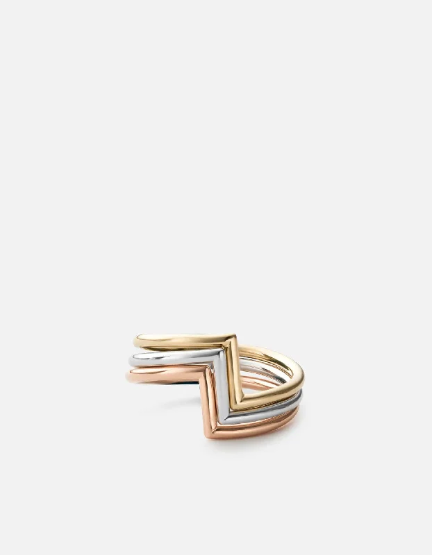 Arch Ring Set, Silver/Rose/Gold