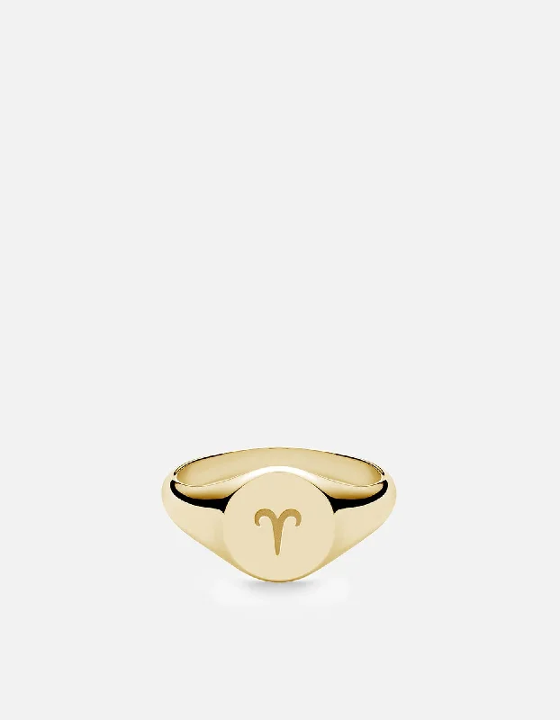 Aries Astro Signet Ring, 14k Gold