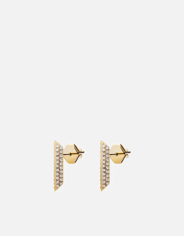 Bar Studs, 14k Gold Pavé