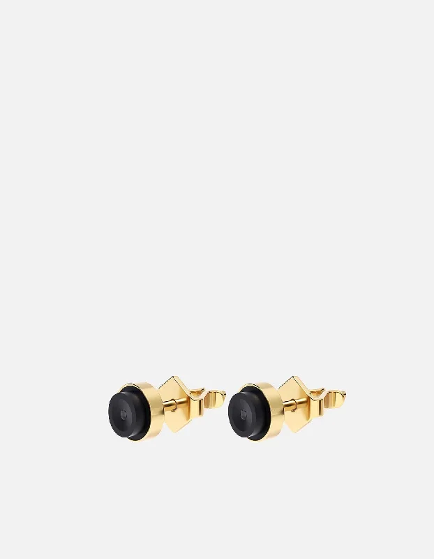 Camera Stud Earrings, 14k Gold