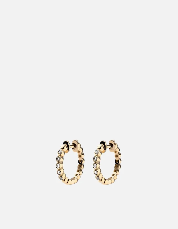 Cleo Huggie Earrings, 14k Gold Pavé