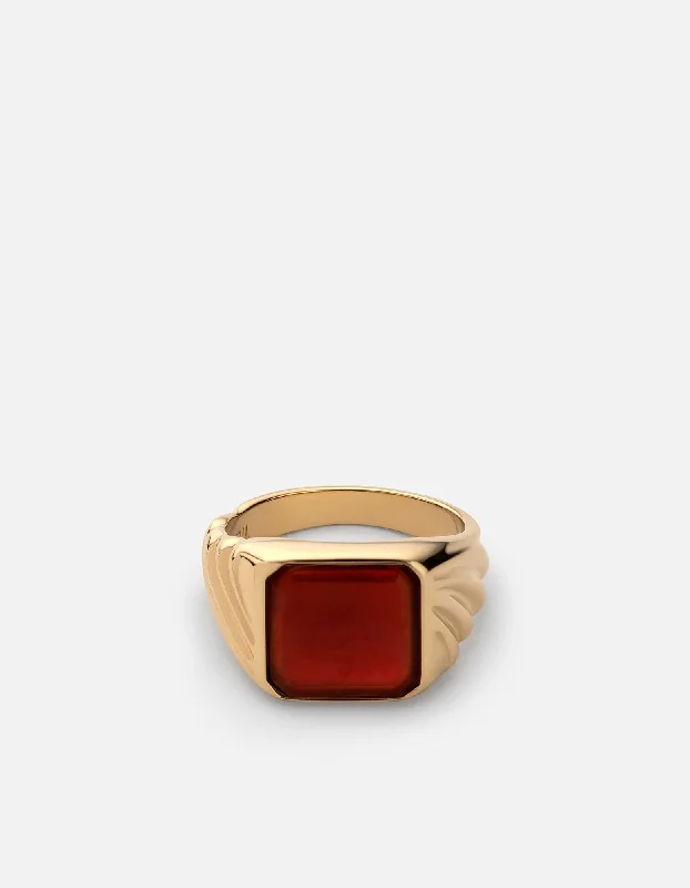 Copal Agate Ring, Gold Vermeil