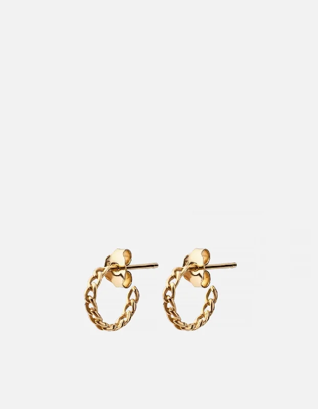 Cuban Link Huggie Earrings, 14k Gold