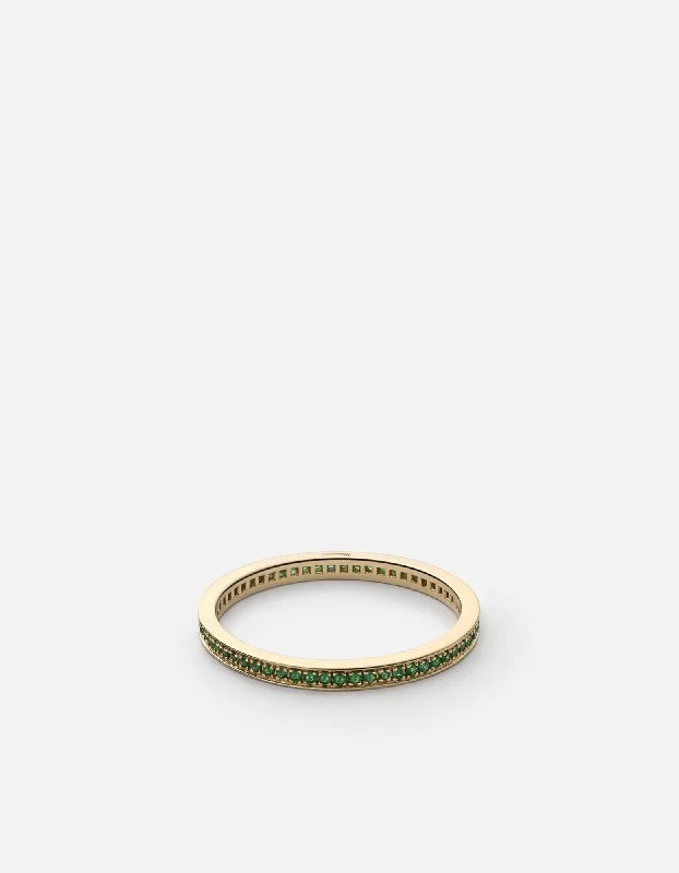 Eclipse Band Ring, 14k Gold/Emeralds