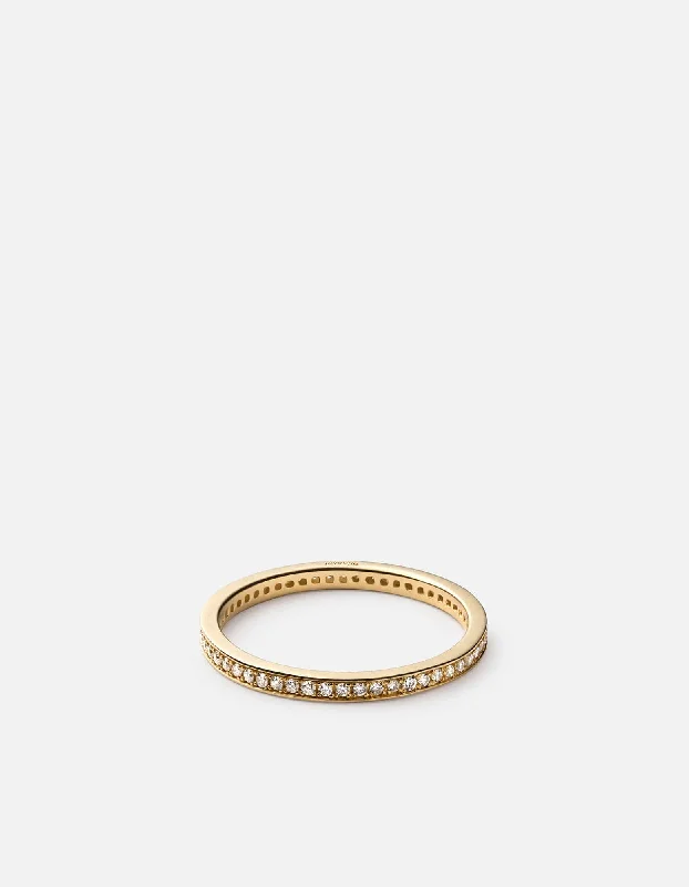 Eclipse Band Ring, 14k Matte Gold Pavé