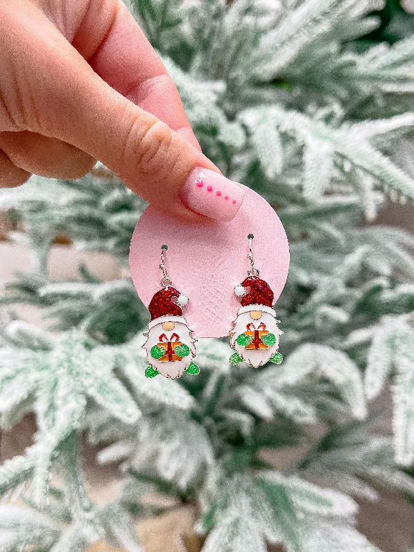 Enamel Holiday Gnome Dangle Earrings