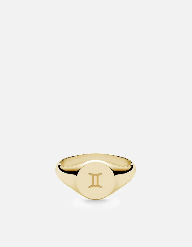 Gemini Astro Signet Ring, 14k Gold