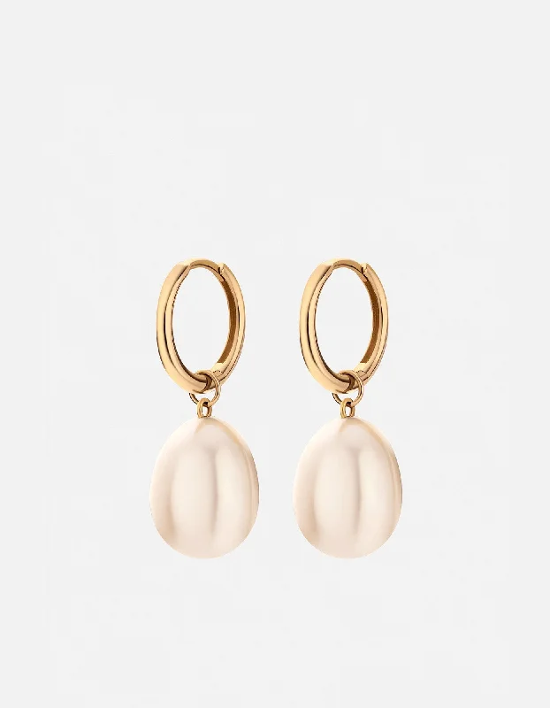 Hera Drop Pearl Earrings, 14k Gold