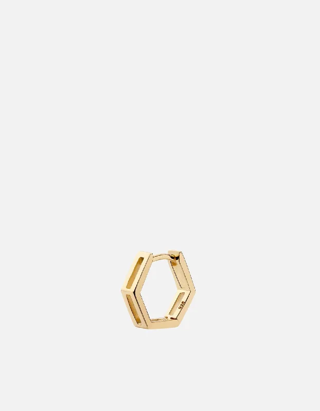 Hexa Huggie Earring, Gold Vermeil