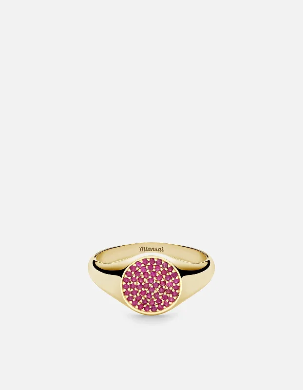 Horizon Signet Ring, 14k Gold/Ruby