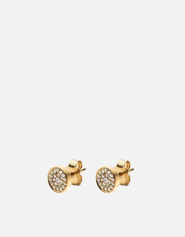 Horizon Studs, 14k Gold Pavé