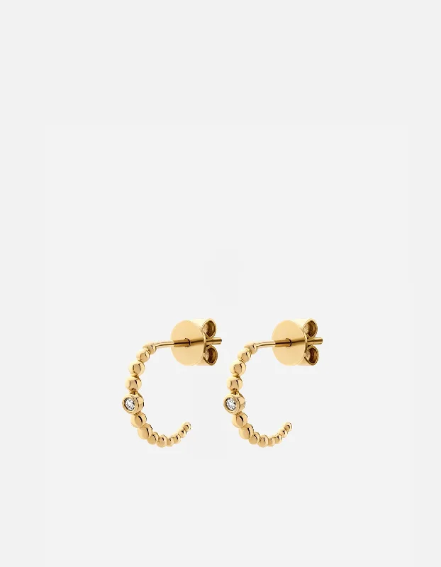 Ida Huggie Earrings, 14k Gold Pavé