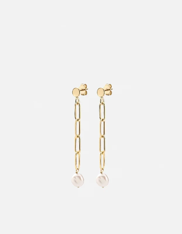 Imani Pearl Earrings, Gold Vermeil