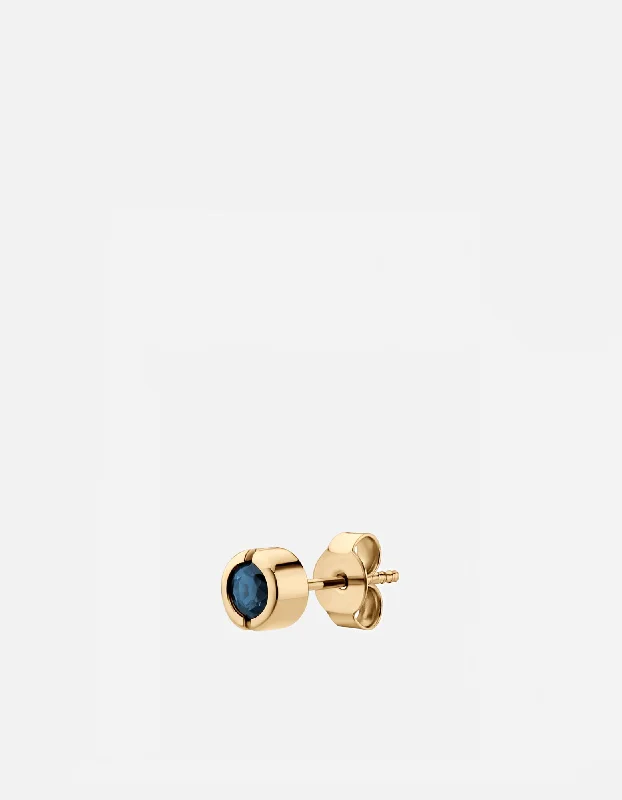 Kali Stud Earring, 14k Yellow Gold w/Blue Sapphire