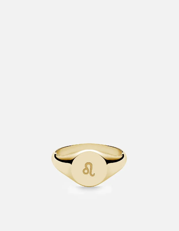 Leo Astro Signet Ring, 14k Gold