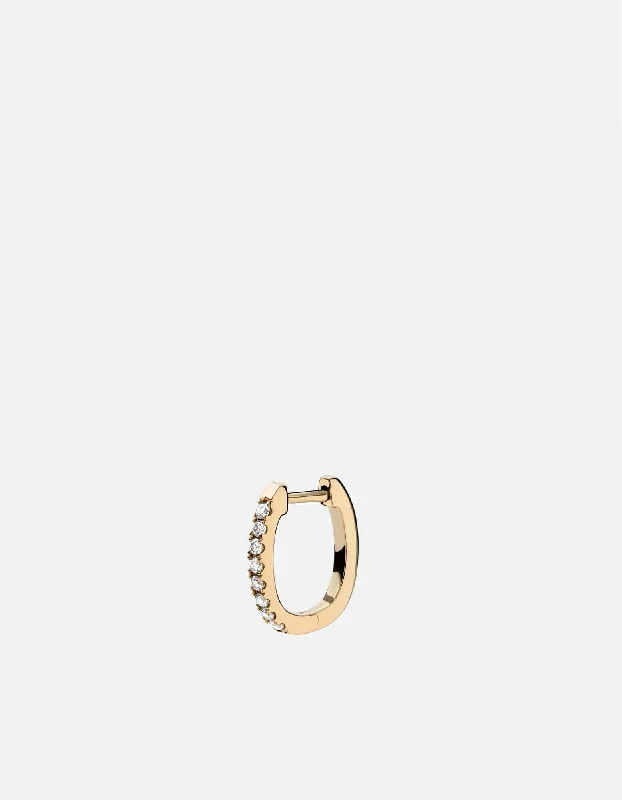 Linear Huggie Earring, 14k Gold Pavé