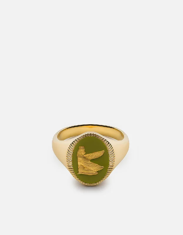 Ma'at Ring, Gold Vermeil/Sage