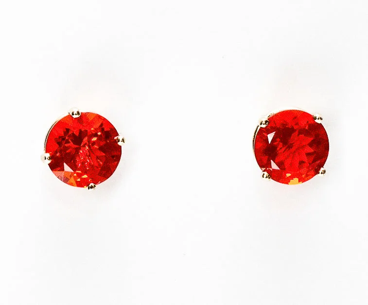 Mexican Fire Opal Earrings in 14k Gold- 4mm, 5mm, 6mm