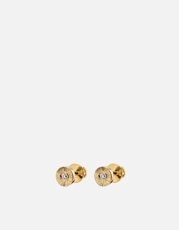 Mini Rey Studs, 14k Gold Pavé