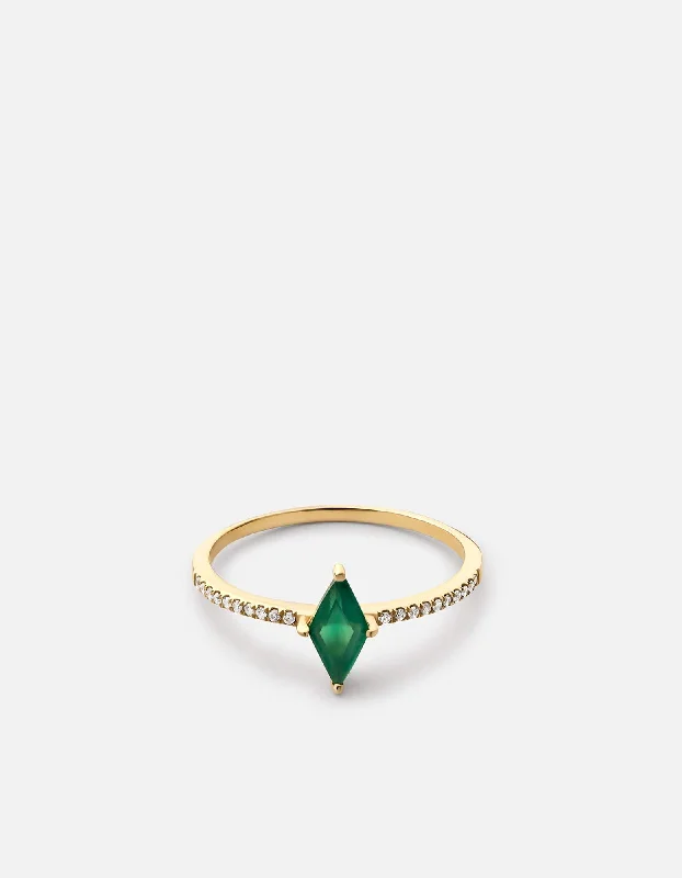 Mirai Chalcedony Ring, 14k Gold Pavé