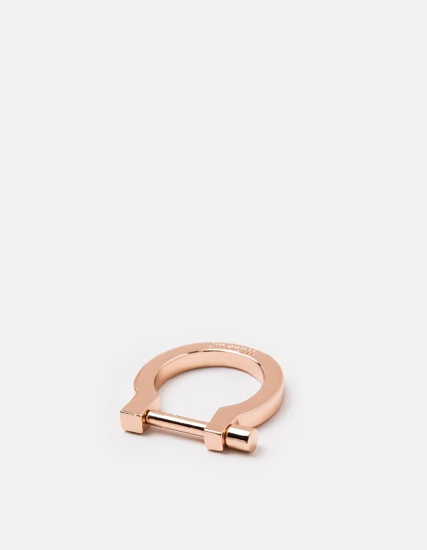 Modern Screw Cuff Ring, Rose Plated