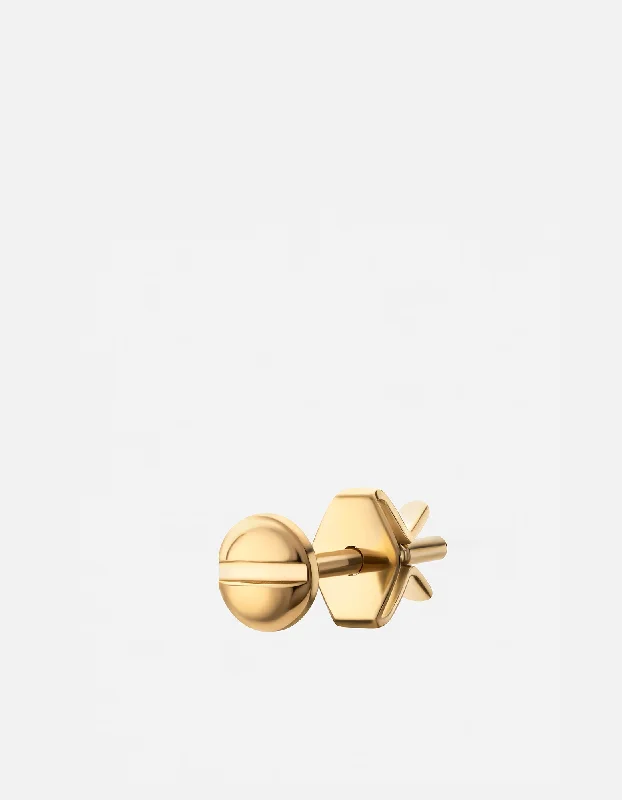 Nuts and Bolts Stud Earring, Gold Vermeil