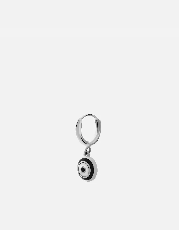 Ojos Huggie Earring, Sterling Silver/Black