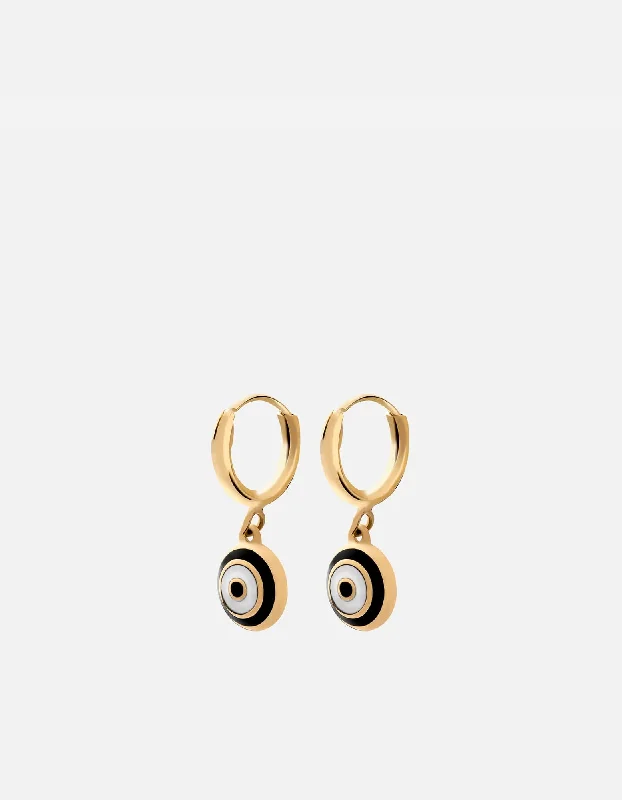 Ojos Huggie Earrings, Gold Vermeil/Black