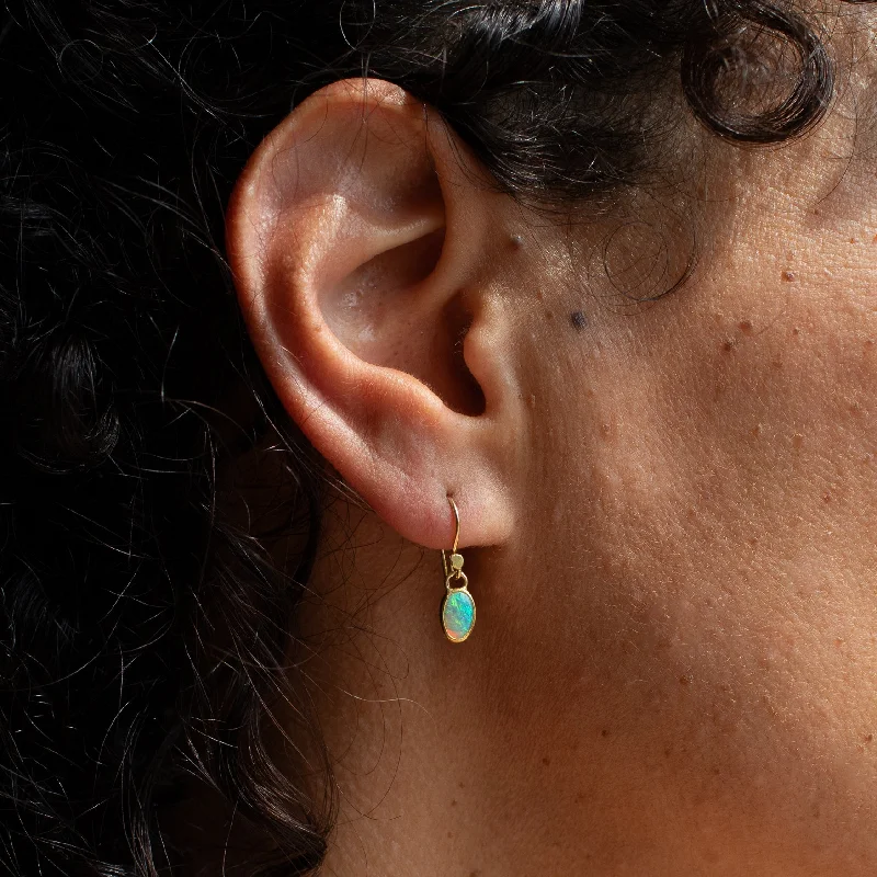 Oval Opal Drop Earrings