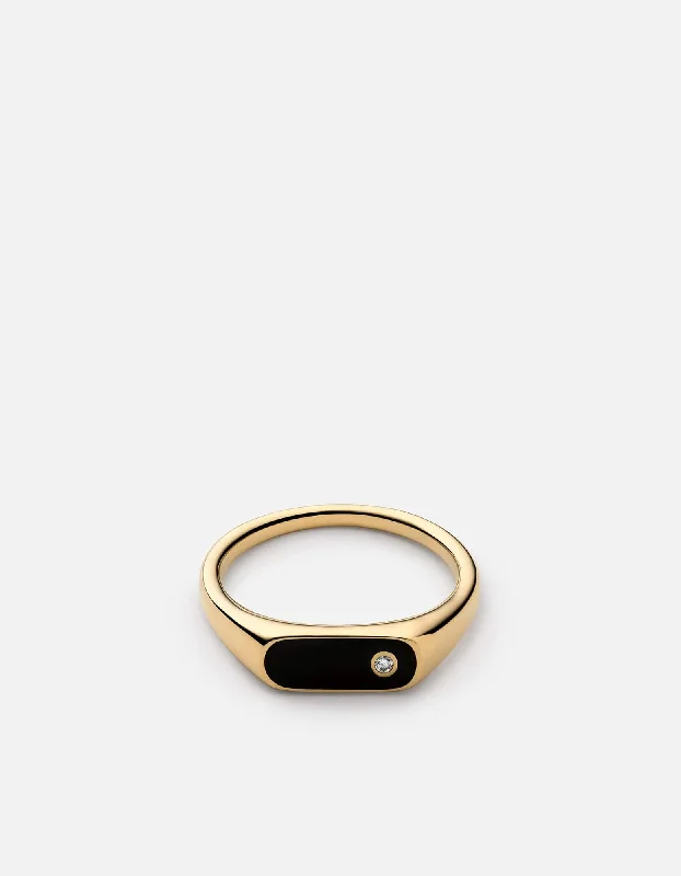 Pax Diamond Ring, Gold Vermeil/Black