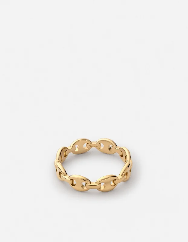 Pyper Link Puff Ring, Gold Vermeil