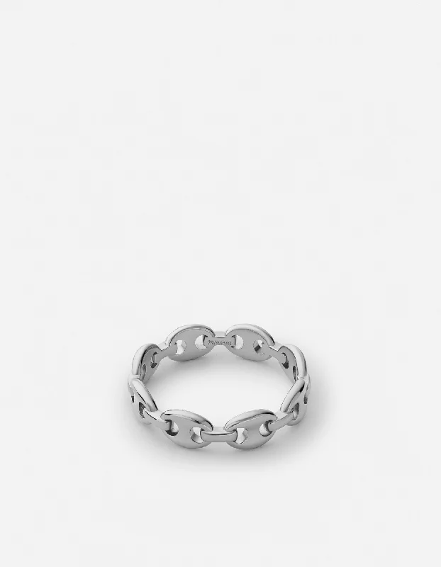 Pyper Link Puff Ring, Sterling Silver