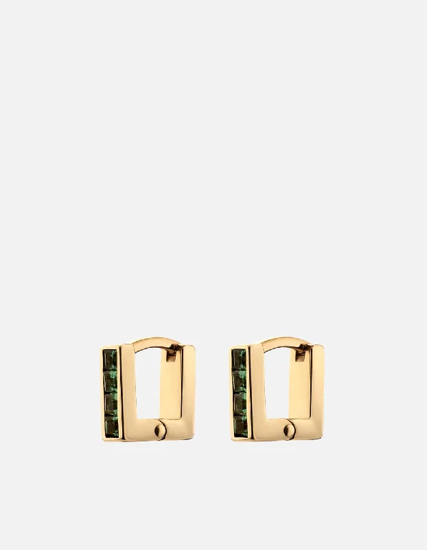 Quad Quartz Huggie Earrings, Gold Vermeil