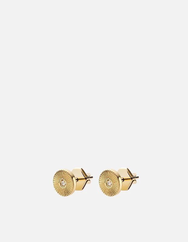 Rey Studs, 14k Gold Pavé