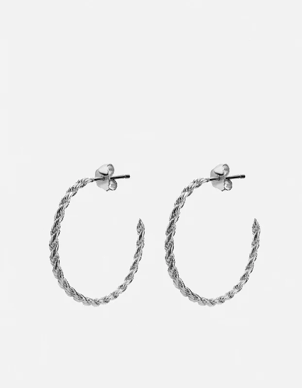 Rope Chain Hoop Earrings, Sterling Silver