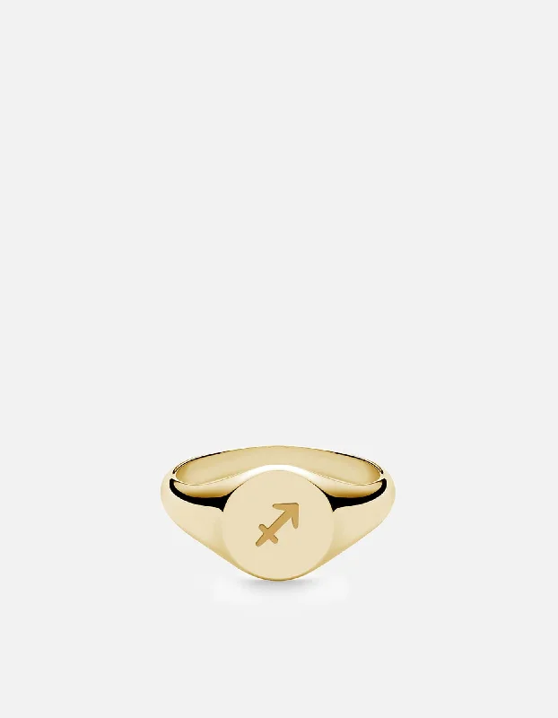 Sagittarius Astro Signet Ring, 14k Gold