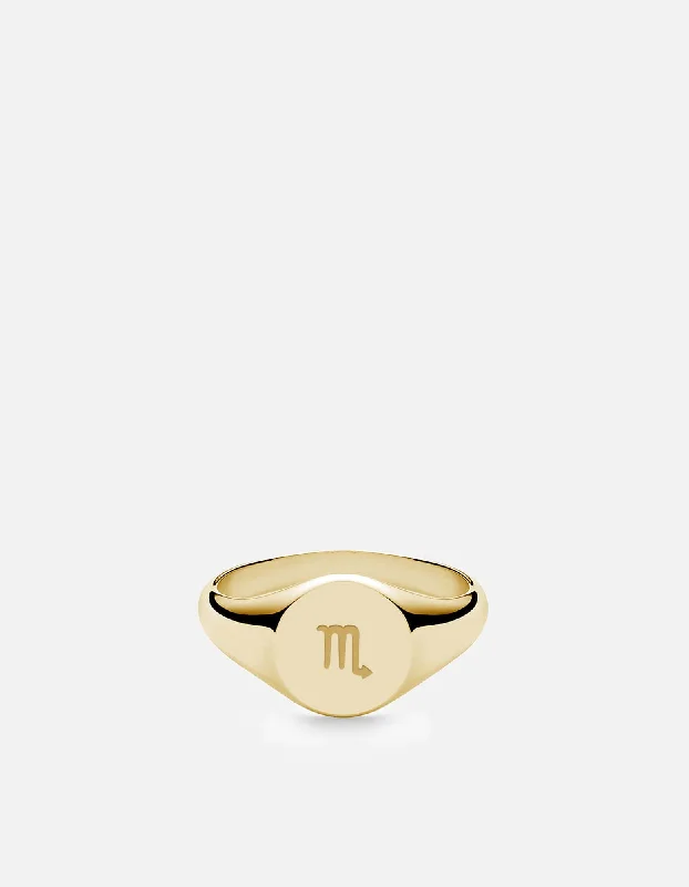 Scorpio Astro Signet Ring, 14k Gold