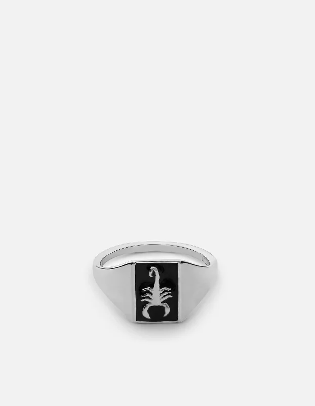 Scorpius Ring, Sterling Silver/Black