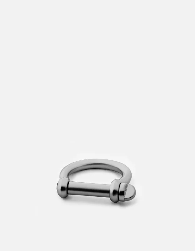 Screw Cuff Ring, Matte Black Rhod