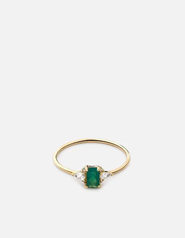 Selene Chalcedony Ring, 14k Gold Pavé