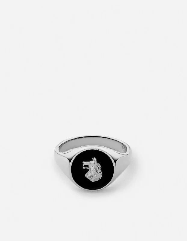 Skoll Ring, Sterling Silver/Black